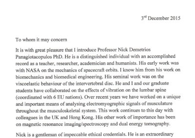 Letter from Prof.Malcolm H. Pope